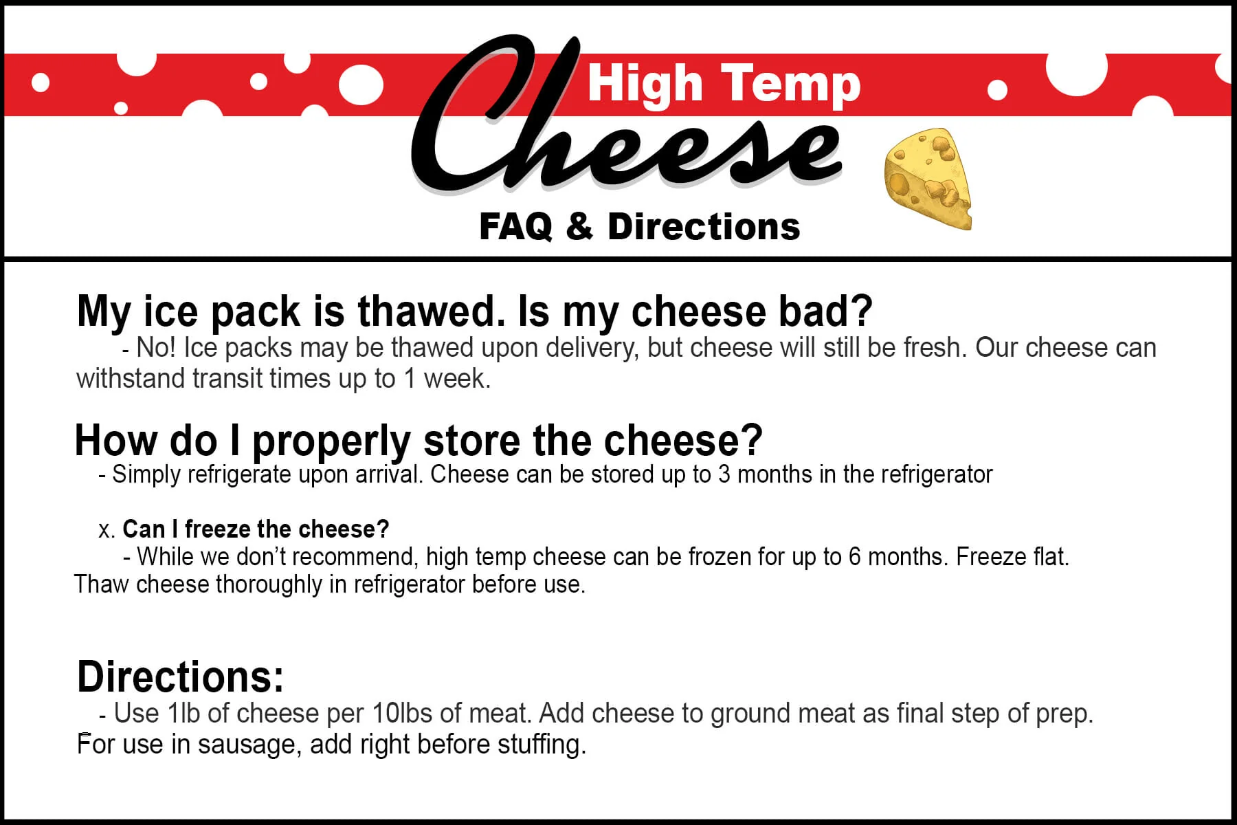 High Temp Cheddar Cheese 5 lbs. - Image 3