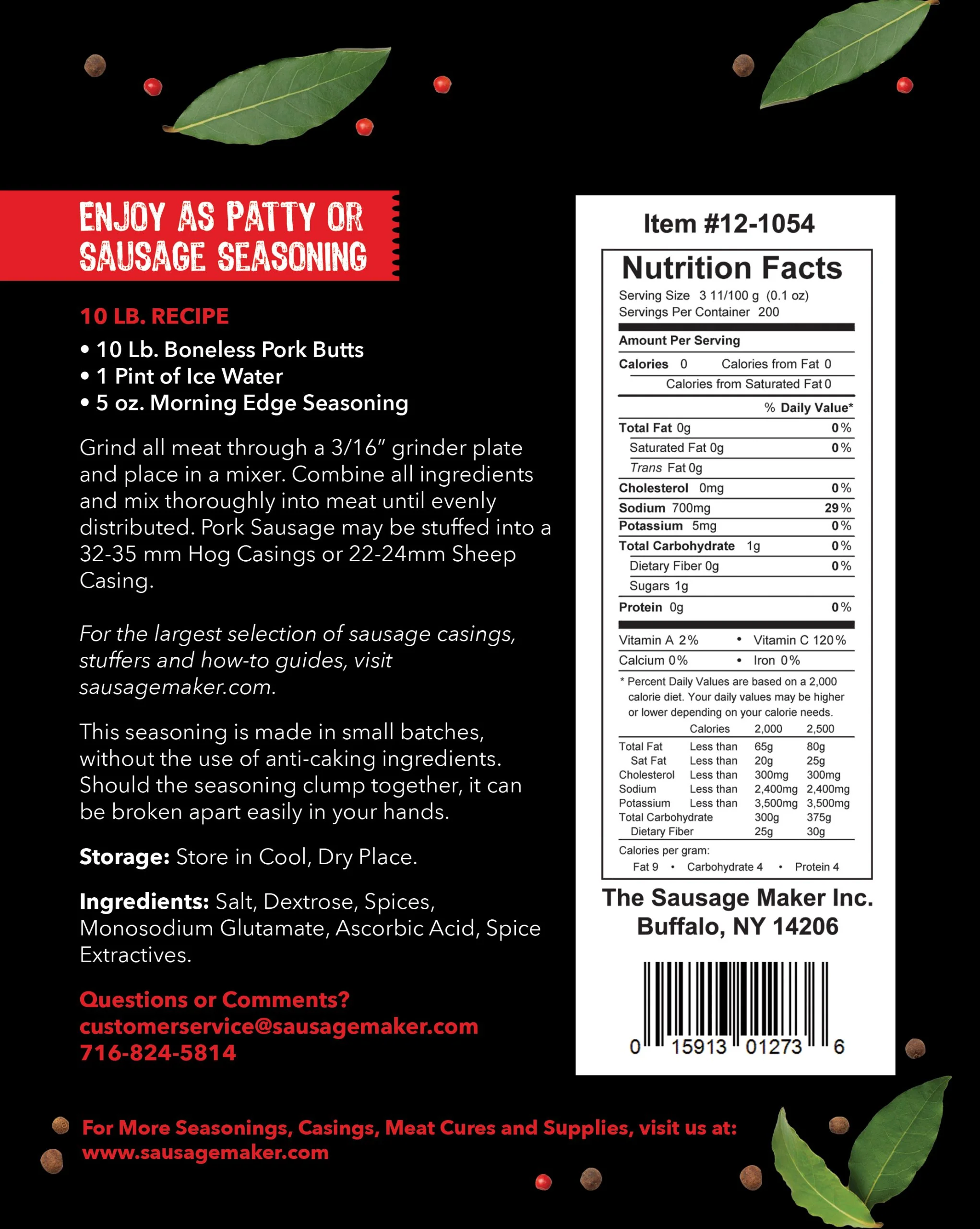 Morning Edge Pork Sausage Seasoning 1lb 10 oz - Image 2