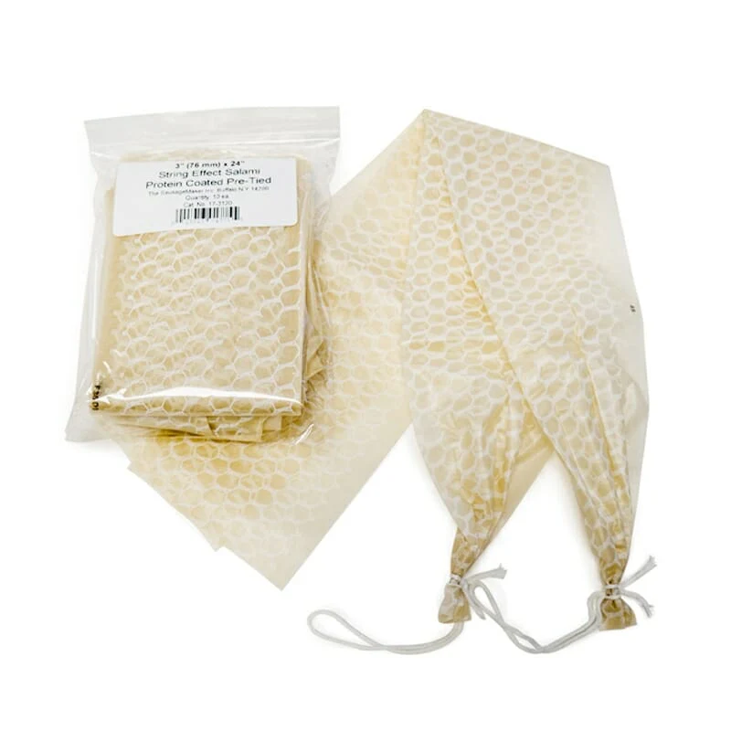 Pre-tied Fibrous String Effect Protein Lined Casings 76mm